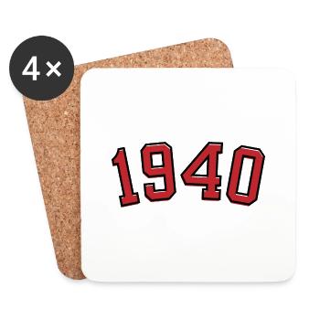 Année de naissance sport 1940 - Dessous de verre (lot de 4) - blanc - Devant