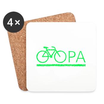 bester Opa Fahrrad Mountainbike Radeln Kritzeln - Untersetzer (4er-Set) - Weiß - Vorne