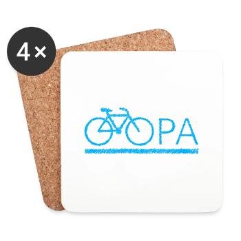 bester Opa Fahrrad Mountainbike Radeln Kritzeln - Untersetzer (4er-Set) - Weiß - Vorne