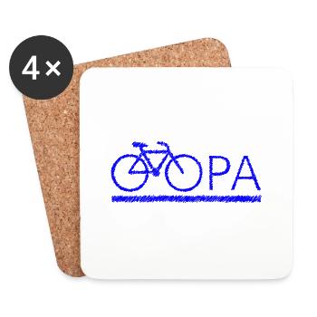 bester Opa Fahrrad Mountainbike Radeln Kritzeln - Untersetzer (4er-Set) - Weiß - Vorne