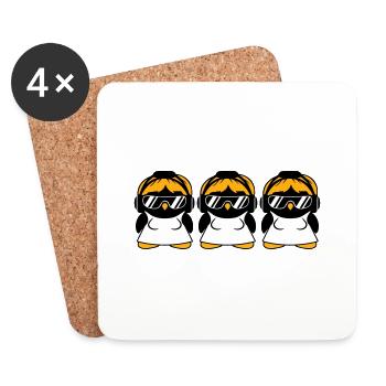Pinguin DJ Girl Frauen Kopfhörer Sonnenbrille Team - Untersetzer (4er-Set) - Weiß - Vorne
