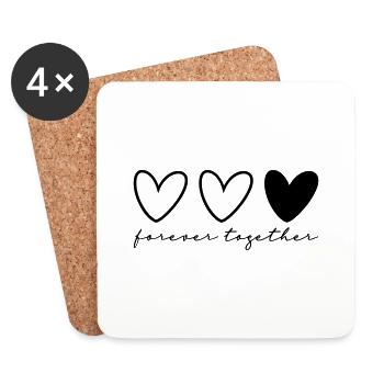 3 Hearts Partners Partie 1 sur 3 - Dessous de verre (lot de 4) - blanc - Devant