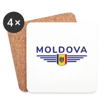 Moldau T-Shirt – Stolz auf Moldawien - Untersetzer (4er-Set) - Weiß - Vorne