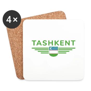 Taschkent T-Shirt – Usbekistans Herz - Untersetzer (4er-Set) - Weiß - Vorne