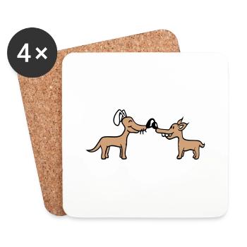 2 Dogs Big Nose Greeting Team Two Friends Crew - Coasters (set of 4) - white - Front