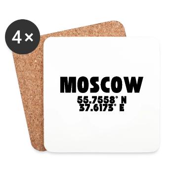 Moscow - Design with coordinates - Coasters (set of 4) - white - Front