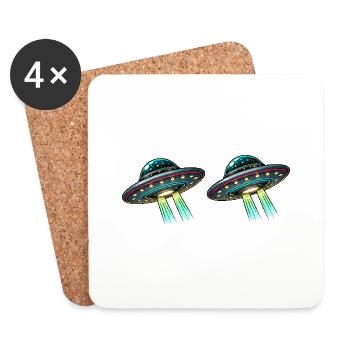 UFOS Saucer Comic - Coasters (set of 4) - white - Front