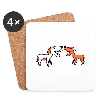 2 chiens aboient bruyamment à l’équipe de morsure Nasty Fight - Dessous de verre (lot de 4) - blanc - Devant