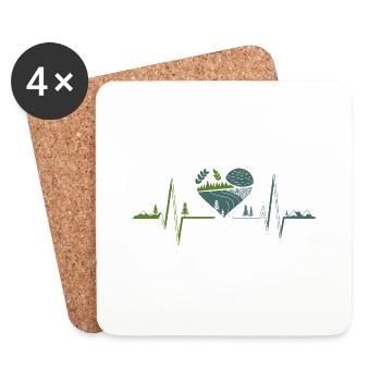 Natur - Herzschlag - Untersetzer (4er-Set) - Weiß - Vorne
