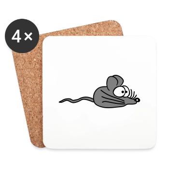 Maus Mäuschen Süße Kleine Ratte Nager Freundlich - Untersetzer (4er-Set) - Weiß - Vorne