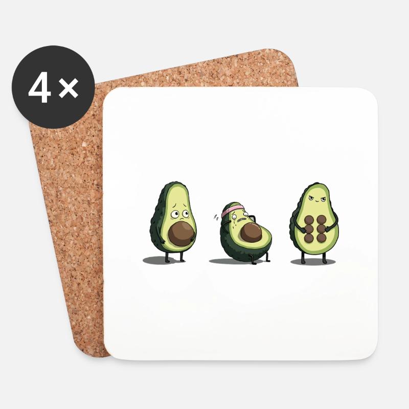 Evolution des Avocado-Körpers - Untersetzer (4er-Set) - Weiß