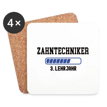 Ausbildung Zahntechniker 3. Lehrjahr Zahntechnik - Untersetzer (4er-Set) - Weiß - Vorne