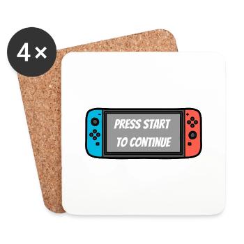 Press Start to Continue – Switch style - Dessous de verre (lot de 4) - blanc - Devant