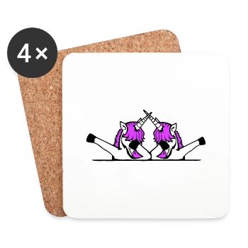 2 Einhörner Dabbing Dab Tanz Party Pose Geste Team - Untersetzer (4er-Set) - Weiß - Vorne