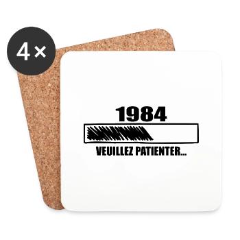 1984 Cadeau Anniversaire 1984 - Veuillez Patienter - Dessous de verre (lot de 4) - blanc - Devant