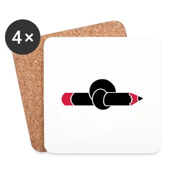 Knoten im Bleistift / pencil 'n knot (2c) - Untersetzer (4er-Set) - Weiß - Vorne