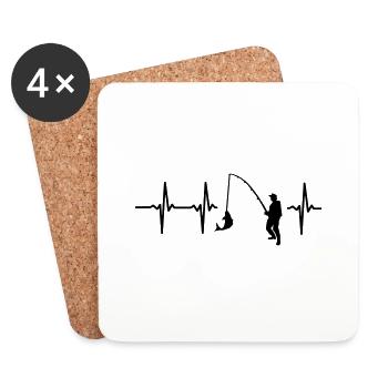 MY HEART BEATS FÜRS FISHING! - Coasters (set of 4) - white - Front