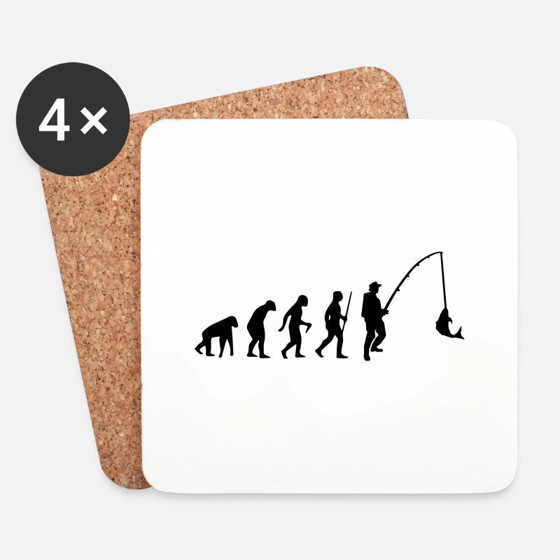 EVOLUTION FISCHEN! - Untersetzer (4er-Set) - Weiß