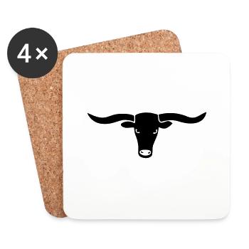 bull skull ox horn horns bully cow farmer cowboy - Coasters (set of 4) - white - Front