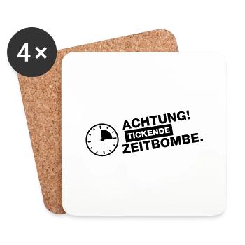 achtung_tickende_zeitbombe - Untersetzer (4er-Set) - Weiß - Vorne