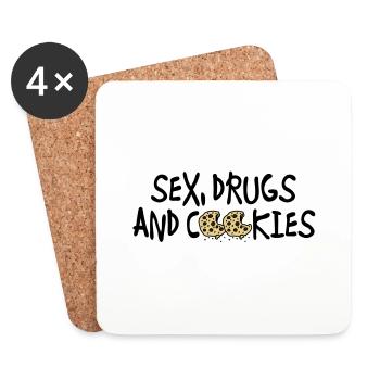 sex_drugs_and_cookies - Untersetzer (4er-Set) - Weiß - Vorne