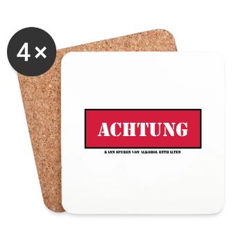 Achtung kann spuren von alkohol enthalten - Untersetzer (4er-Set) - Weiß - Vorne