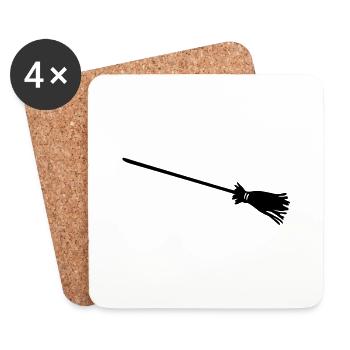 Balai de sorcière - Dessous de verre (lot de 4) - blanc - Devant
