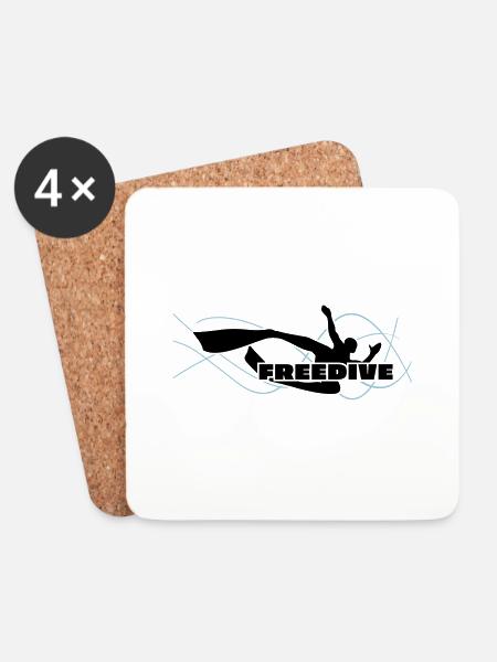 Bi-Fin Freedive Apnea - Coasters (set of 4) - white