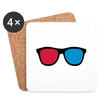3D-Brillen - Untersetzer (4er-Set) - Weiß - Vorne