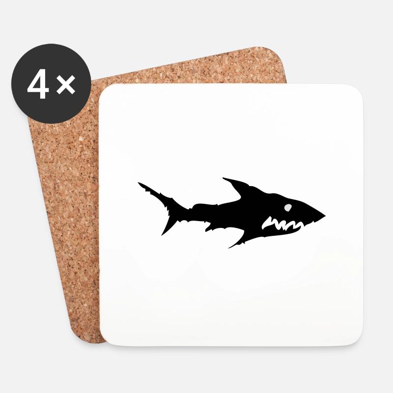 Shark 01 - Untersetzer (4er-Set) - Weiß