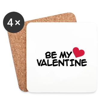 Be my valentine heart - Dessous de verre (lot de 4) - blanc - Devant