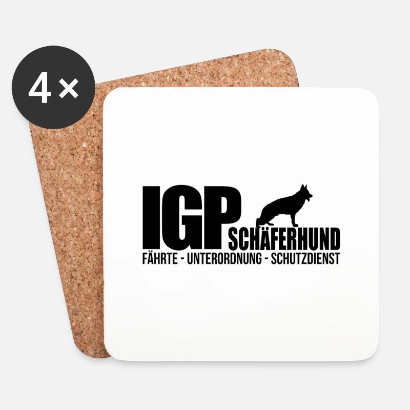 IGP SCHÄFERHUND Wilsigns Hundesport Geschenke IPO - Untersetzer (4er-Set) - Weiß