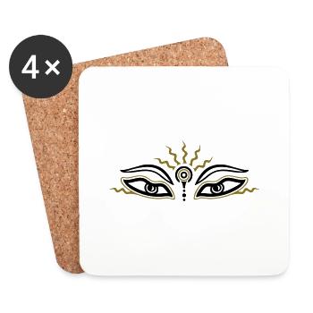 Buddha Augen, Buddhismus, Yoga, Drittes Auge, Om - Untersetzer (4er-Set) - Weiß - Vorne