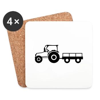 Tractor With Trailer - Untersetzer (4er-Set) - Weiß - Vorne