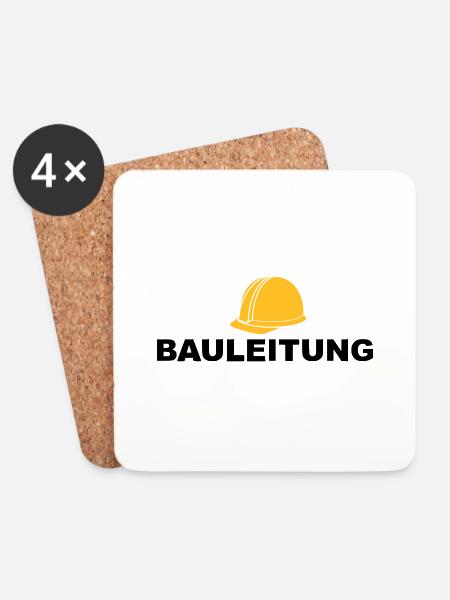 Bauleitung Bauaufsicht Hausbau - Untersetzer (4er-Set) - Weiß