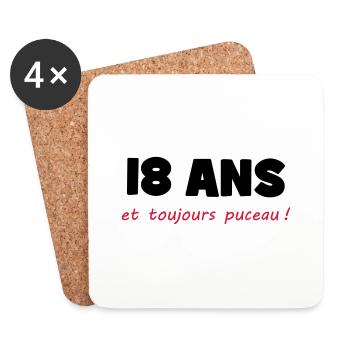 18 ans et toujours puceau ! - Dessous de verre (lot de 4) - blanc - Devant