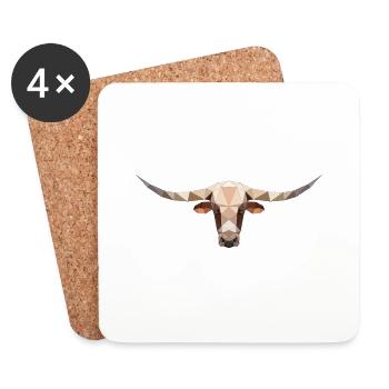 Texas Longhorn - Untersetzer (4er-Set) - Weiß - Vorne
