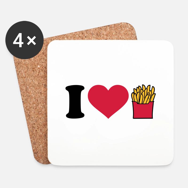 Pommes - Untersetzer (4er-Set) - Weiß