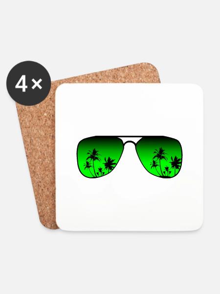 Sonnenbrille - Untersetzer (4er-Set) - Weiß