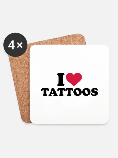 Tattoo - Untersetzer (4er-Set) - Weiß