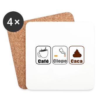 Café Clope Caca - Dessous de verre (lot de 4) - blanc - Devant
