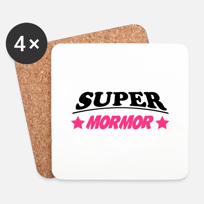 Super mormor - Coasters (set of 4) - white