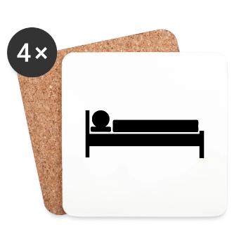 icon lit dormir dort - Dessous de verre (lot de 4) - blanc - Devant