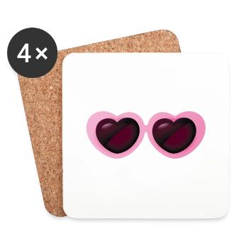 Smiley Heart Sunglasses - Dessous de verre (lot de 4) - blanc - Devant