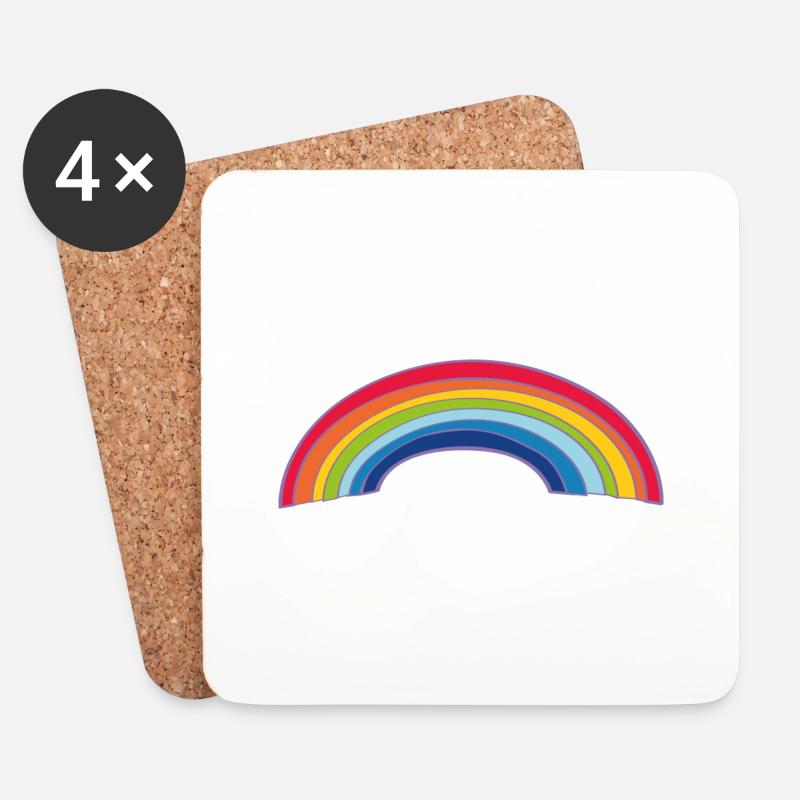 Bunter Regenbogen - Untersetzer (4er-Set) - Weiß