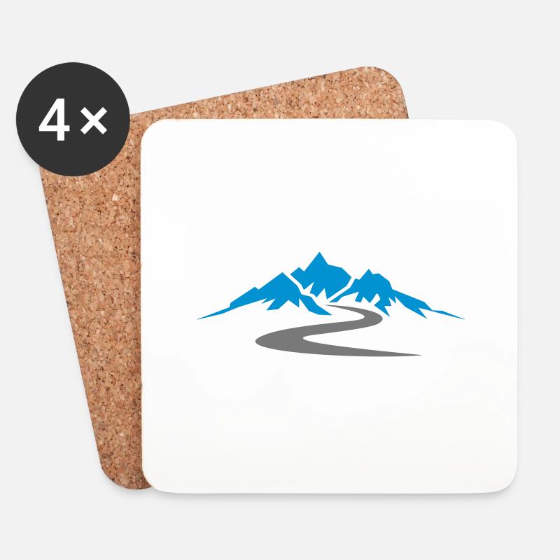 Landschaft - Berge Straße - Untersetzer (4er-Set) - Weiß