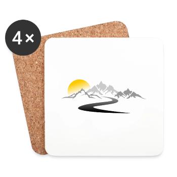Reise - Berge Straße - Untersetzer (4er-Set) - Weiß - Vorne