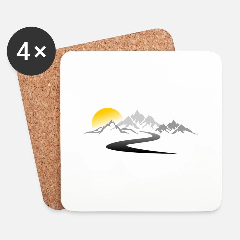 Reise - Berge Straße - Untersetzer (4er-Set) - Weiß