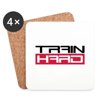 entraînement cool design texte haltère train dur e - Dessous de verre (lot de 4) - blanc - Devant