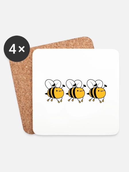 3 fleissige Bienen - Untersetzer (4er-Set) - Weiß